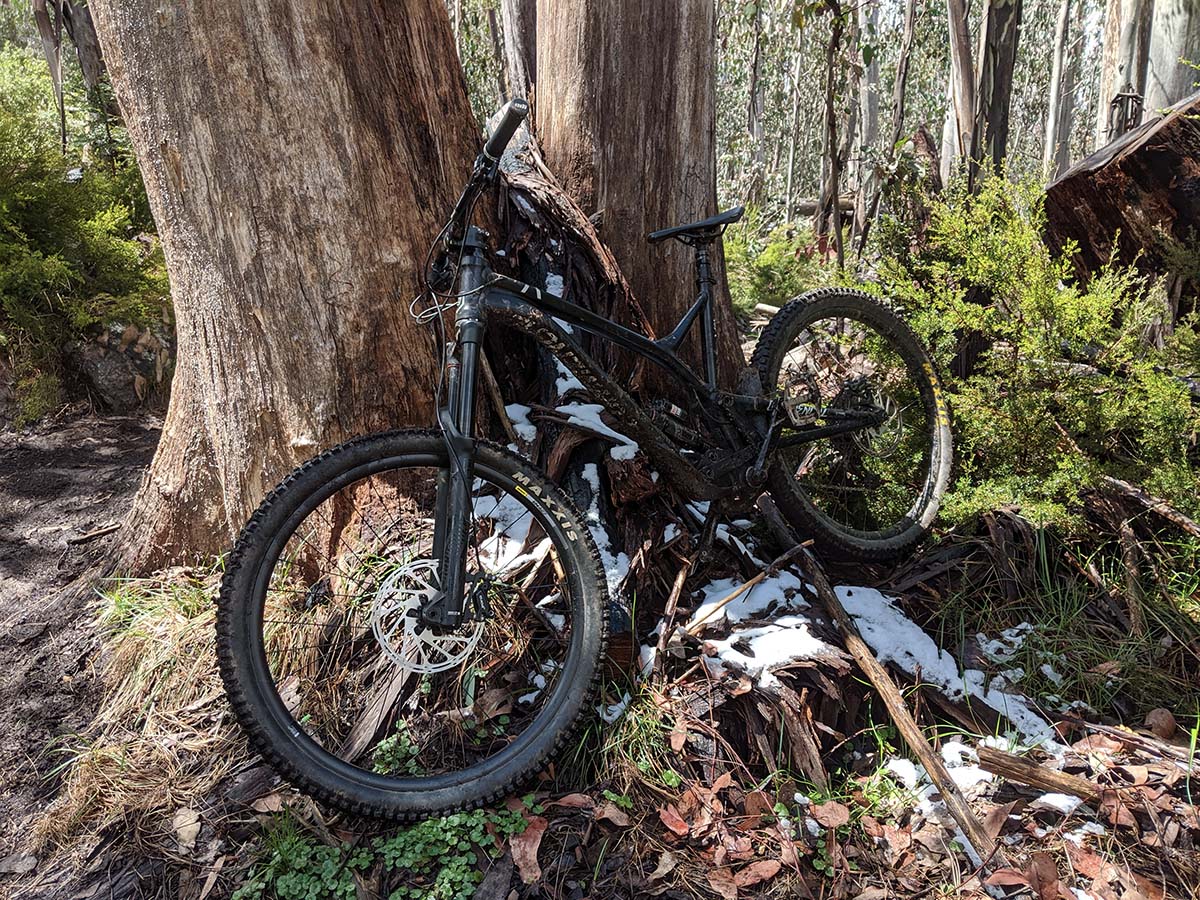 Commencal SX with Snowgums and a bit of snow